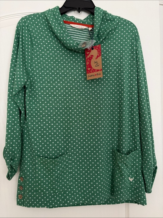 Country Rose Tops - NWT Country Rose Green Polka Dot Cowl Neck Top